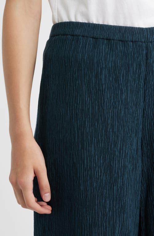 Eileen Fisher Slit Hem Plissé Ankle Pants In Blue