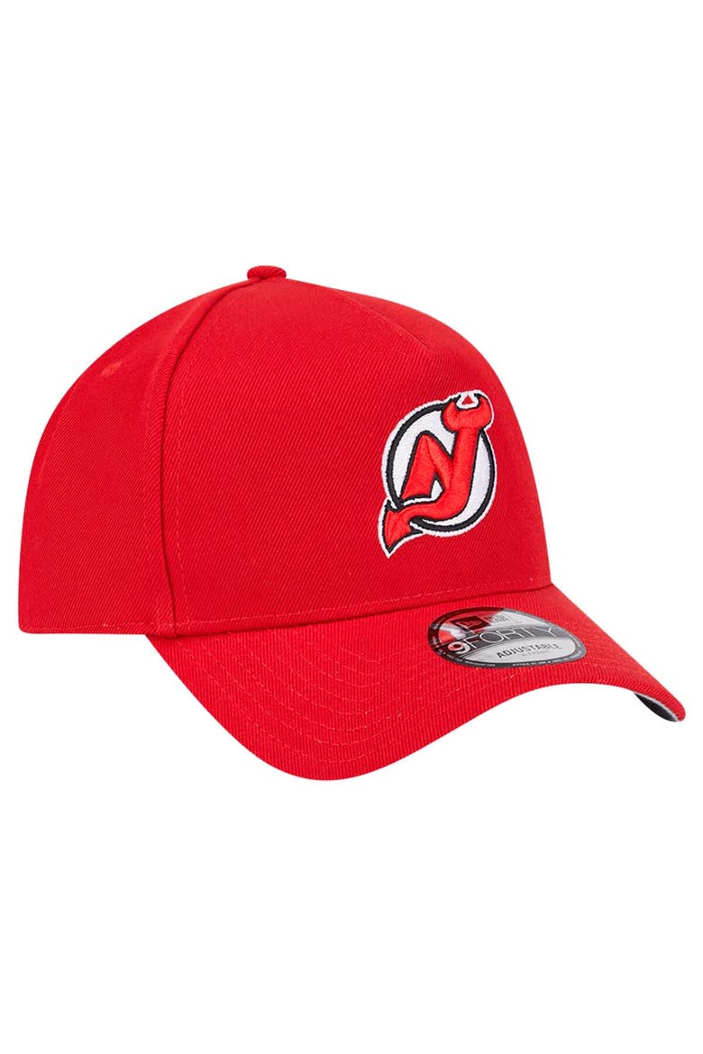 Men's New Era  Red New Jersey Devils Core A-Frame 9FORTY Adjustable Hat, Alternate, color, Red