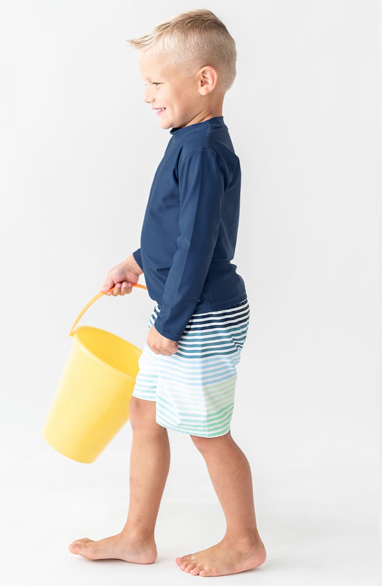 RuggedButts Kids' Stripe Swim Trunks, Alternate, color, Blue Green Multi