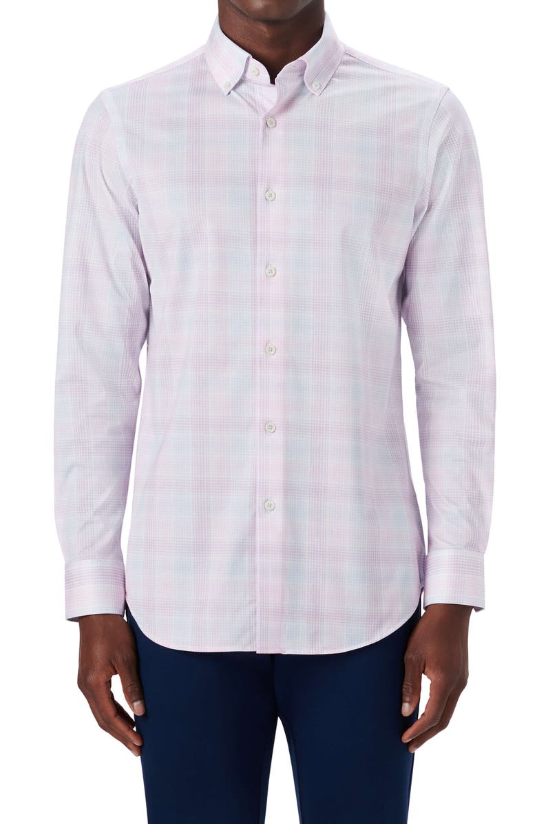 Bugatchi OoohCotton<sup>®</sup> Plaid Button-Up Shirt, Main, color, 