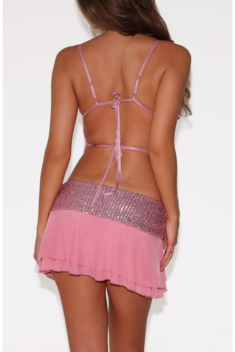 Syla Sequin Waist Miniskirt, Alternate, color, ROSE