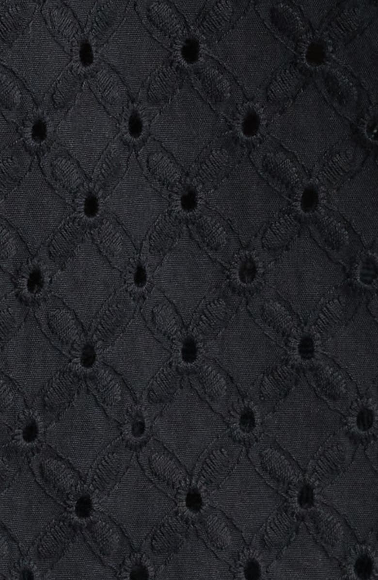 ICECREAM Mega Crop Cotton Pointelle Camp Shirt, Alternate, color, Black