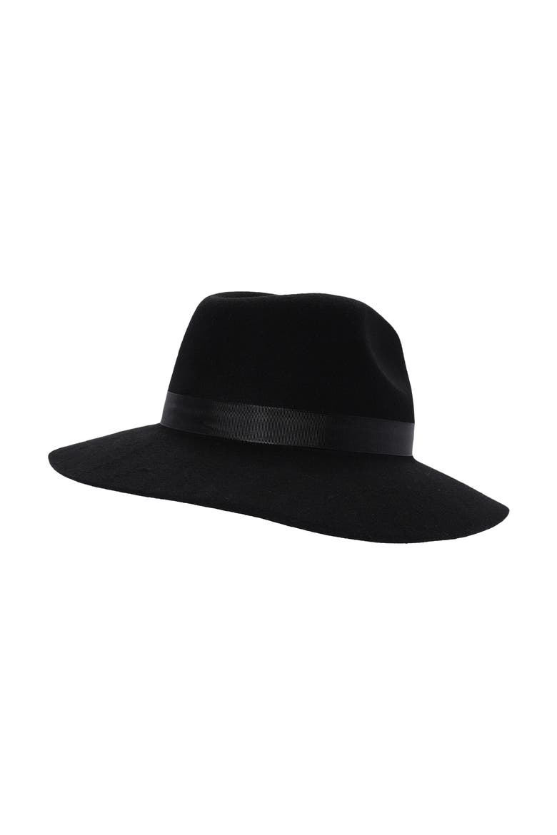 Felted Fedora With Double Ribbon, Alternate, color, Black