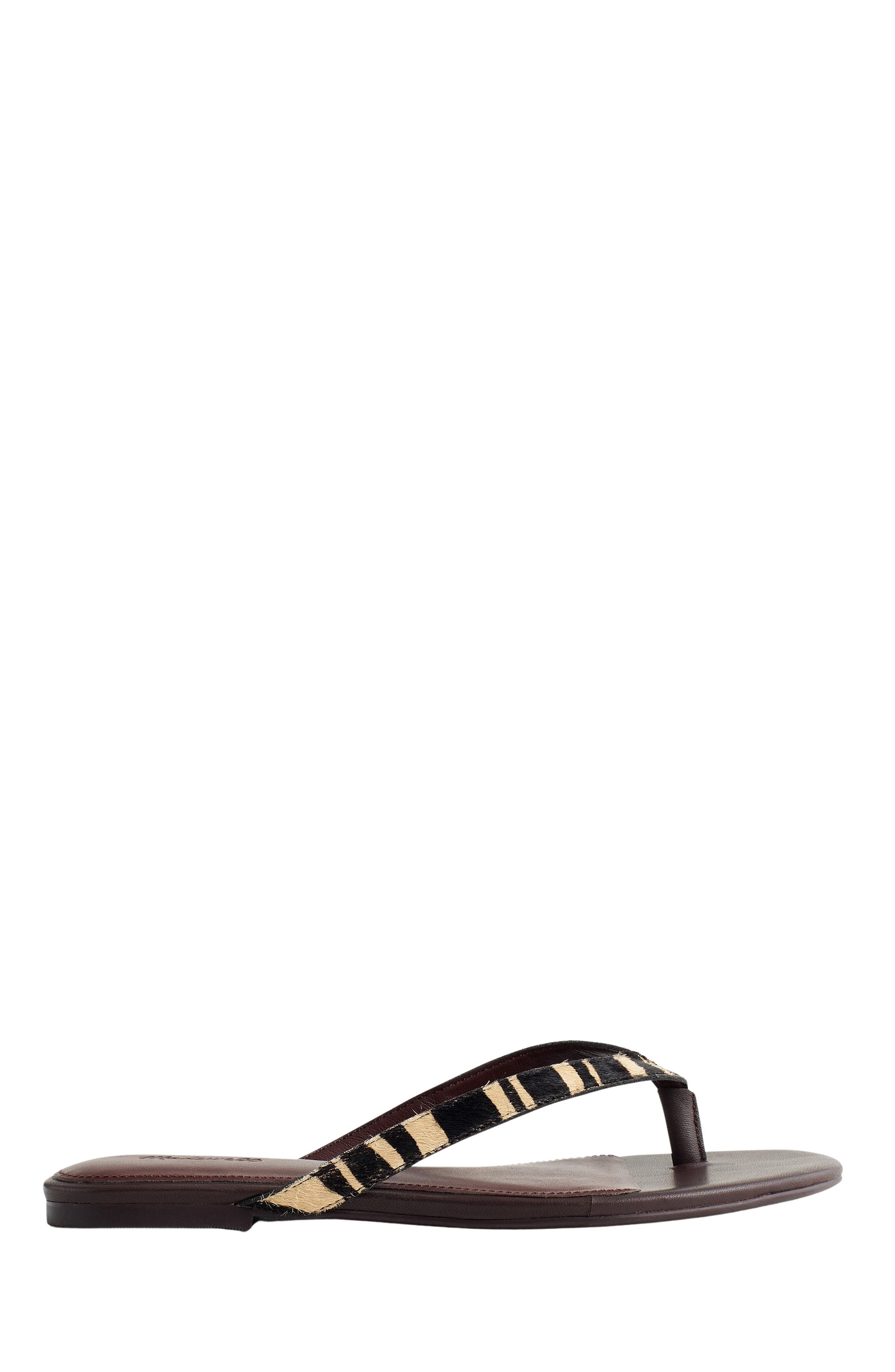 Madewell The Iggy Zebra Print Genuine Calf Halr Thong Sandal, Main, color, 
