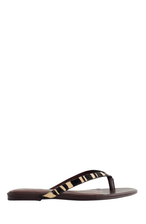 The Iggy Zebra Print Genuine Calf Halr Thong Sandal (Women)