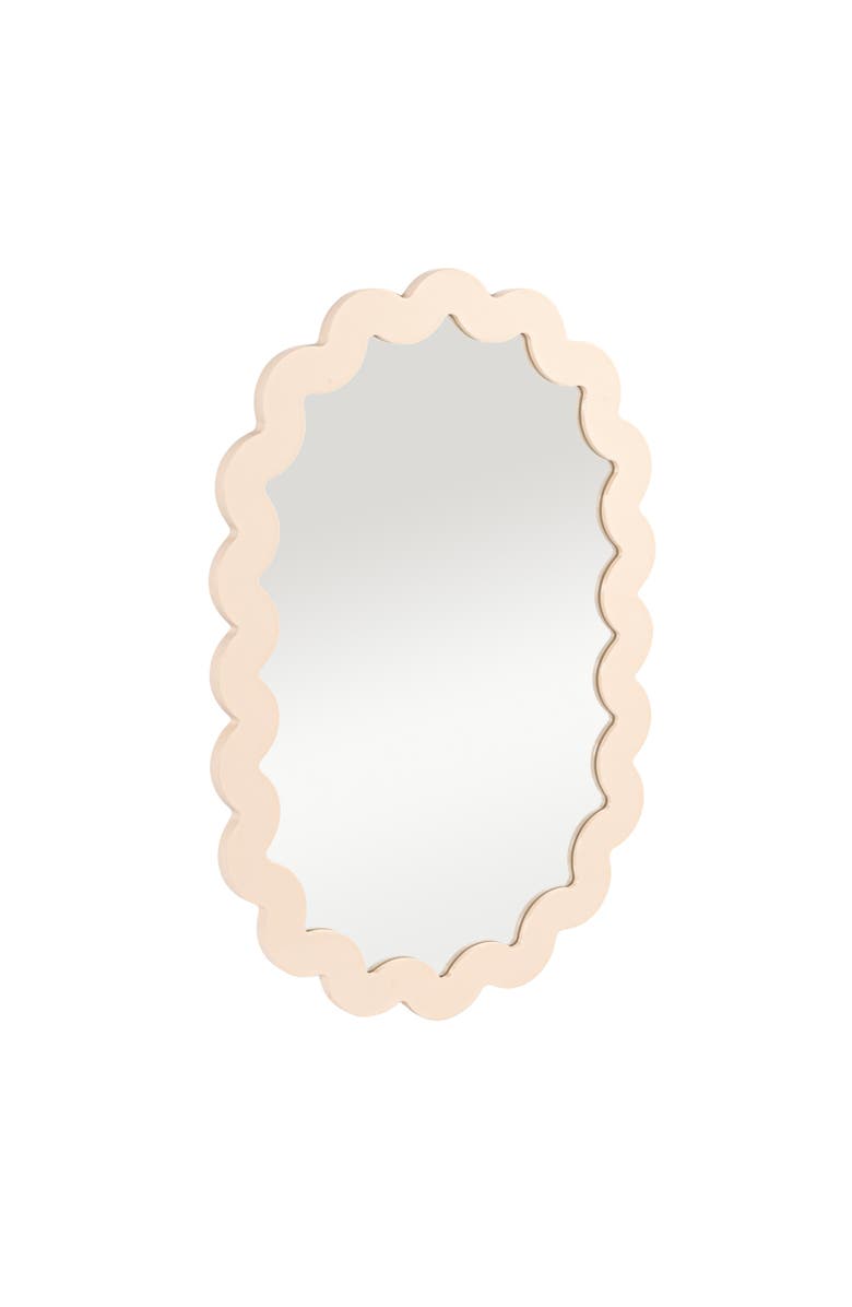 Storied Home Wood Framed Scalloped Wall Mirror, Cream Color, Main, color, Cream