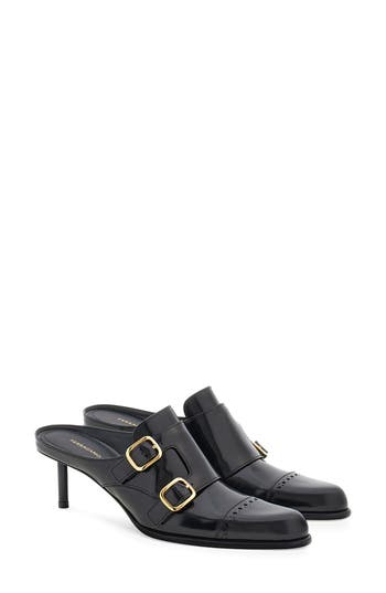 Ferragamo Anette Buckle Mule In Black