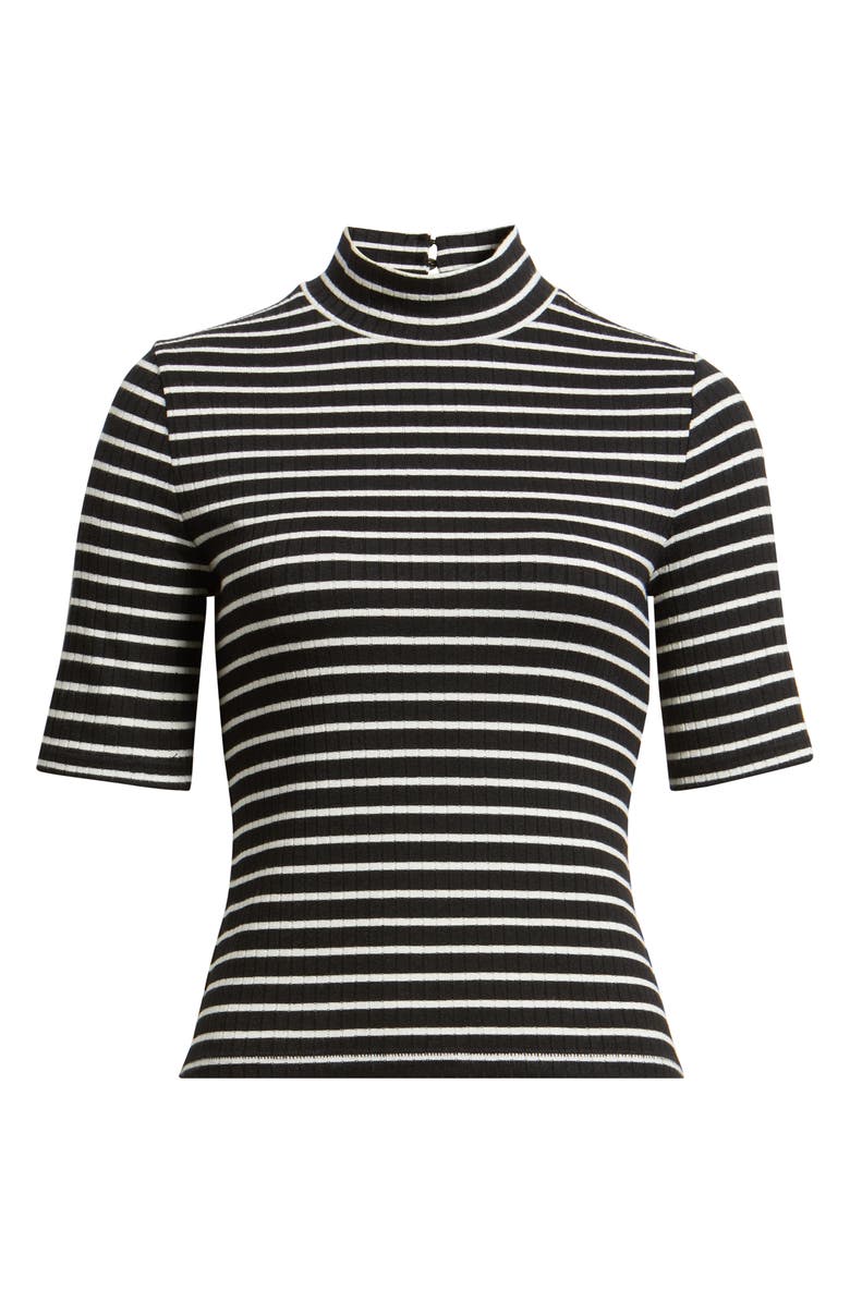 rag & bone The Knit Stripe Rib Mock Neck T-Shirt, Alternate, color, Black Multi