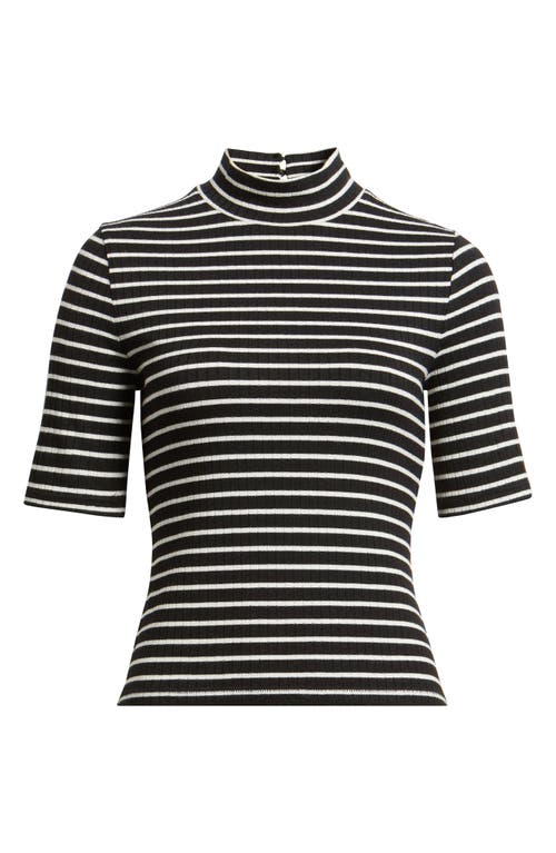 Rag & Bone The Knit Stripe Rib Mock Neck T-shirt In Multi