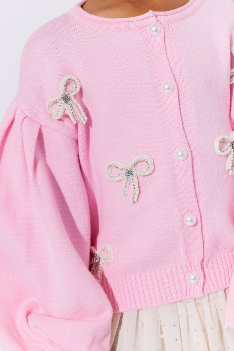 Pearl Bow Cardigan, Alternate, color, Pink