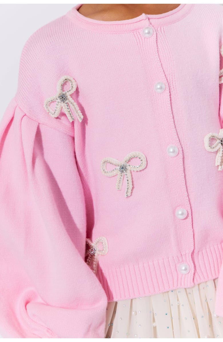Lola + The Boys Pearl Bow Cardigan, Alternate, color, Pink