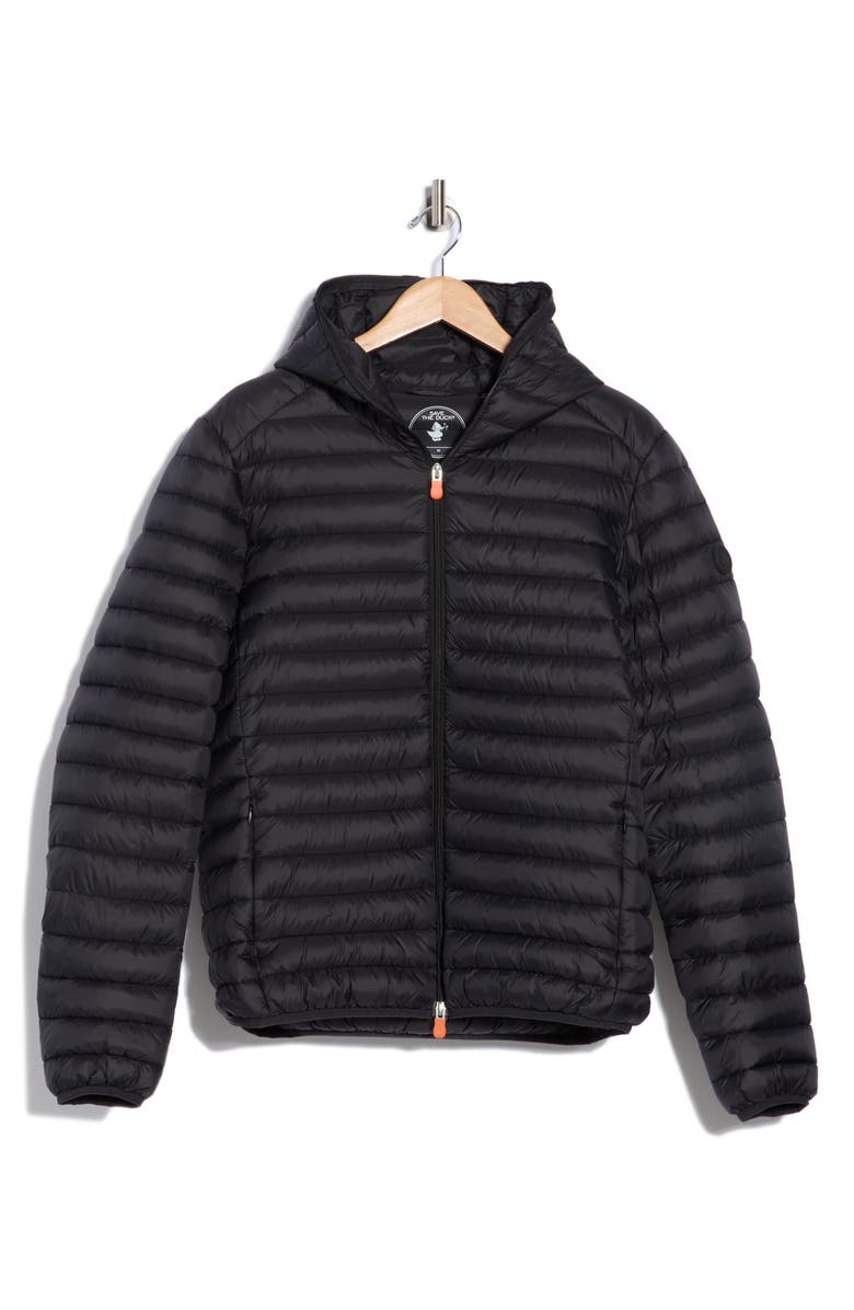 Save The Duck Daniele Water Resistant Hooded Puffer Jacket, Alternate, color, Black