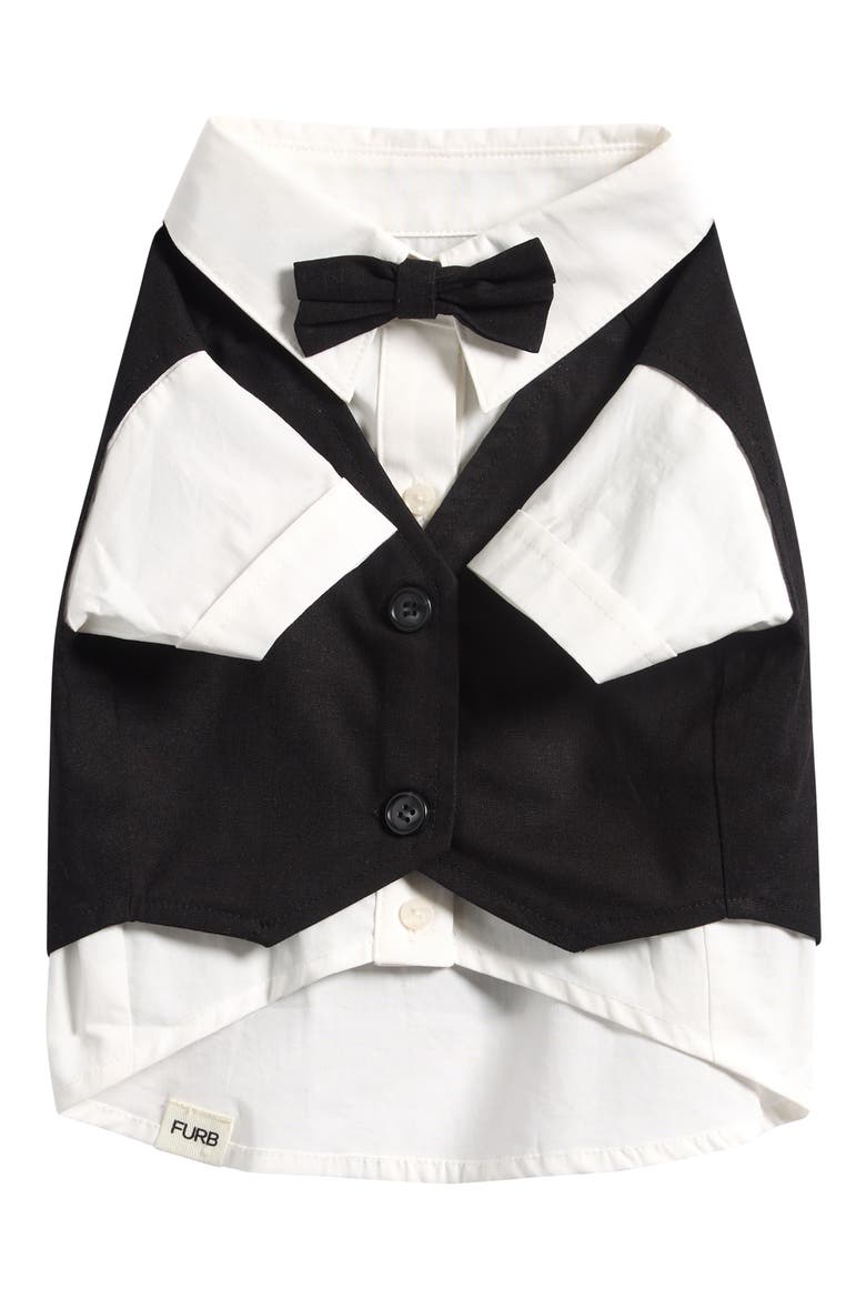 The We Do Wedding Pet Shirt & Vest with Detachable Bow Tie, Main, color, WHITE/BLACK