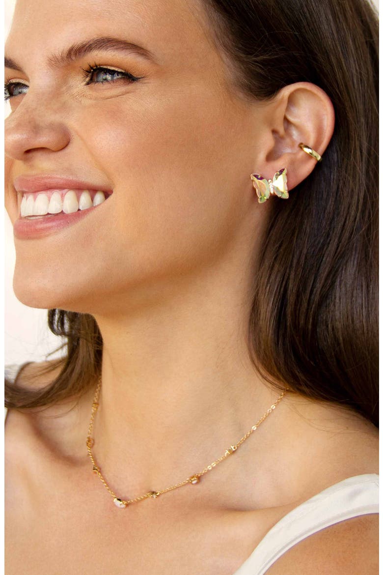 Butterfly Stud Earrings, Alternate, color, GOLD