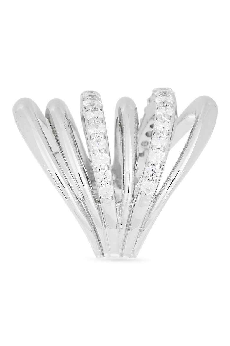 Cubic Zirconia Multi-Row Statement Ring, Alternate, color, CLEAR- SILVER