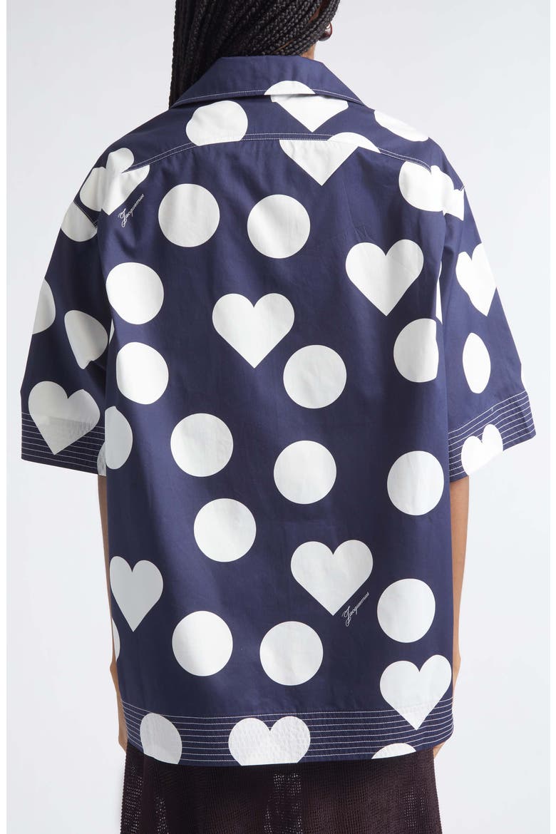 La Chemise Marin Heart Print Button-Up Shirt, Alternate, color, NAVY /DOTS HEARTS