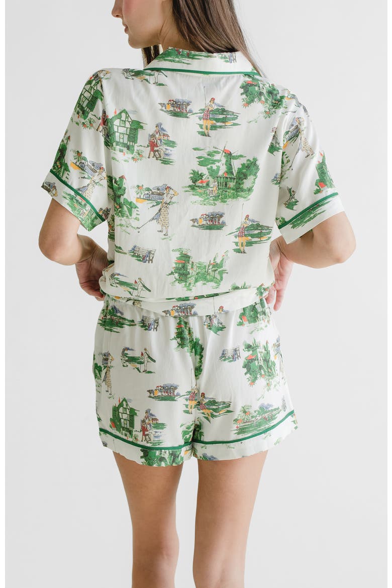 Golf Toile Pajama Shorts Set, Alternate, color, Green