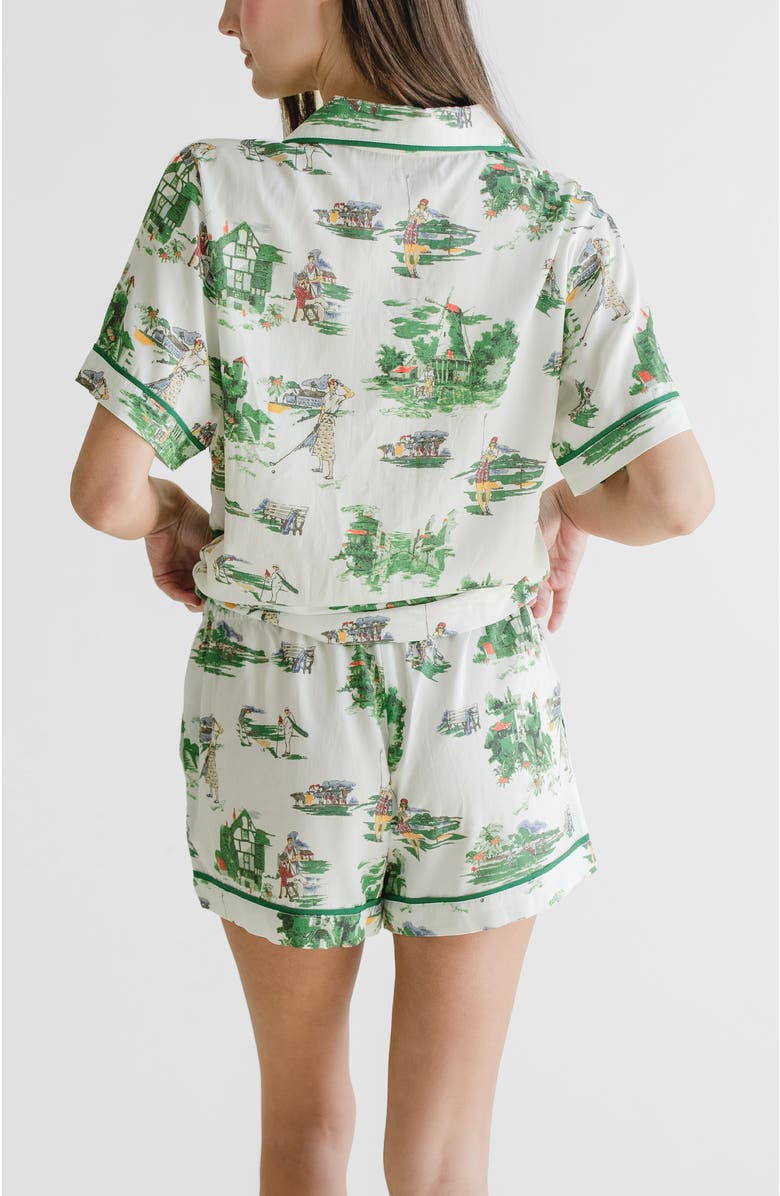 Katie Kime Golf Toile Pajama Shorts Set, Alternate, color, Green