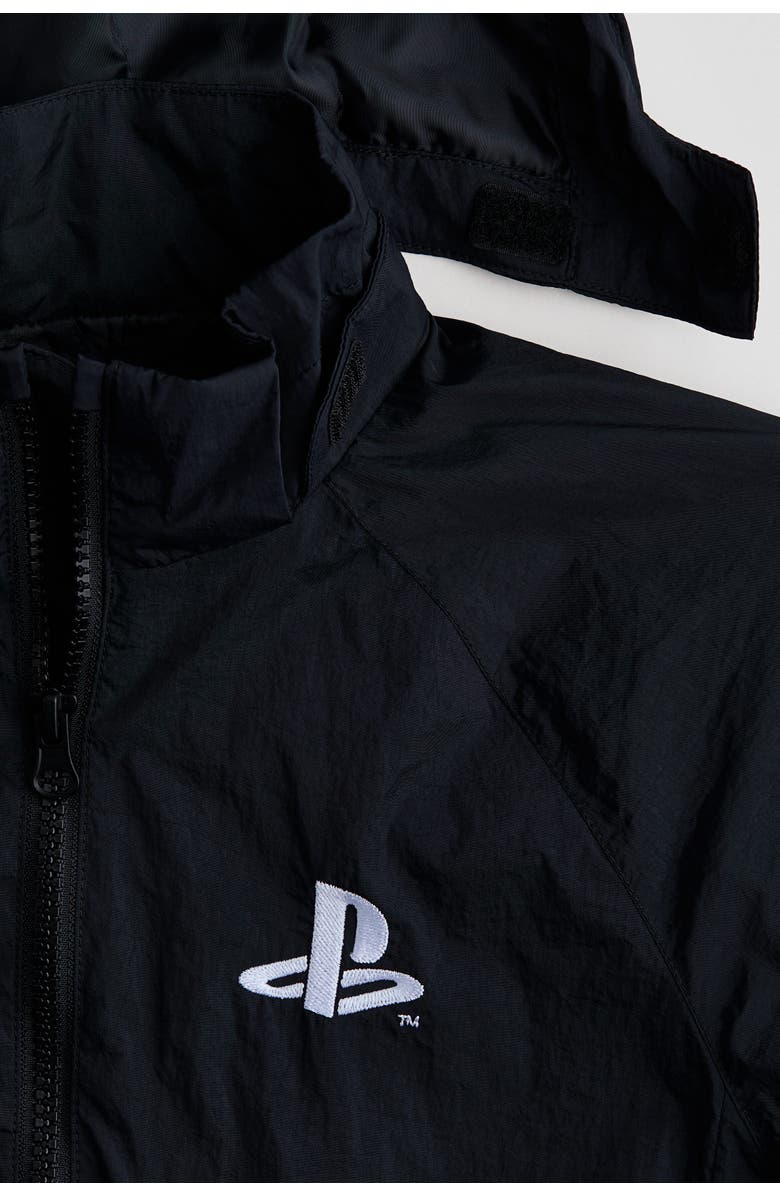 H&M Hooded Nylon Windbreaker, Alternate, color, Black/Playstation