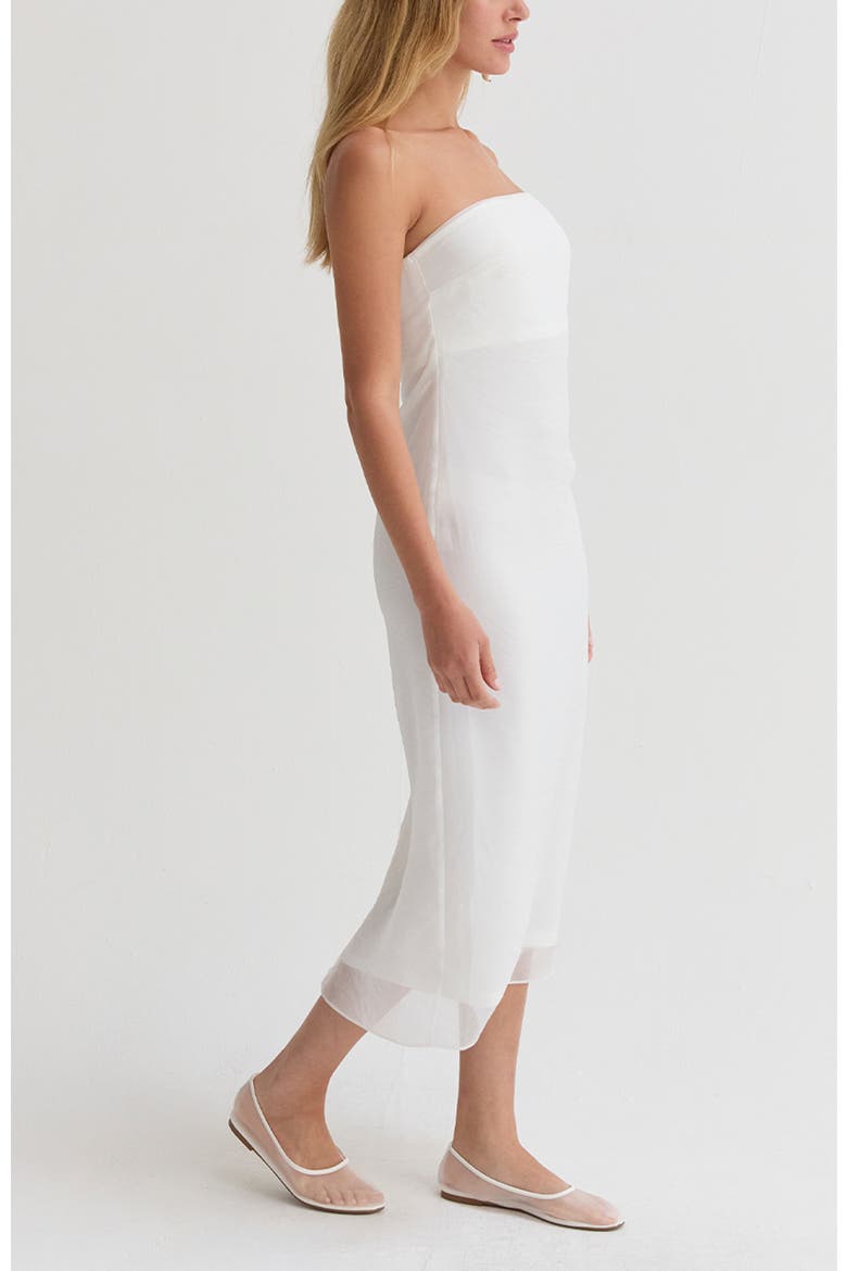Organza Tube Midi Dress, Alternate, color, White
