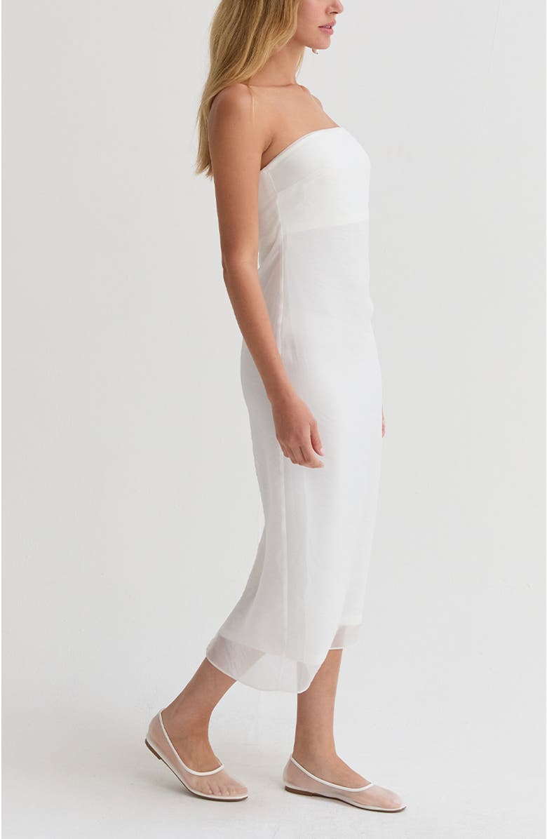 CRESCENT Organza Tube Midi Dress, Alternate, color, White