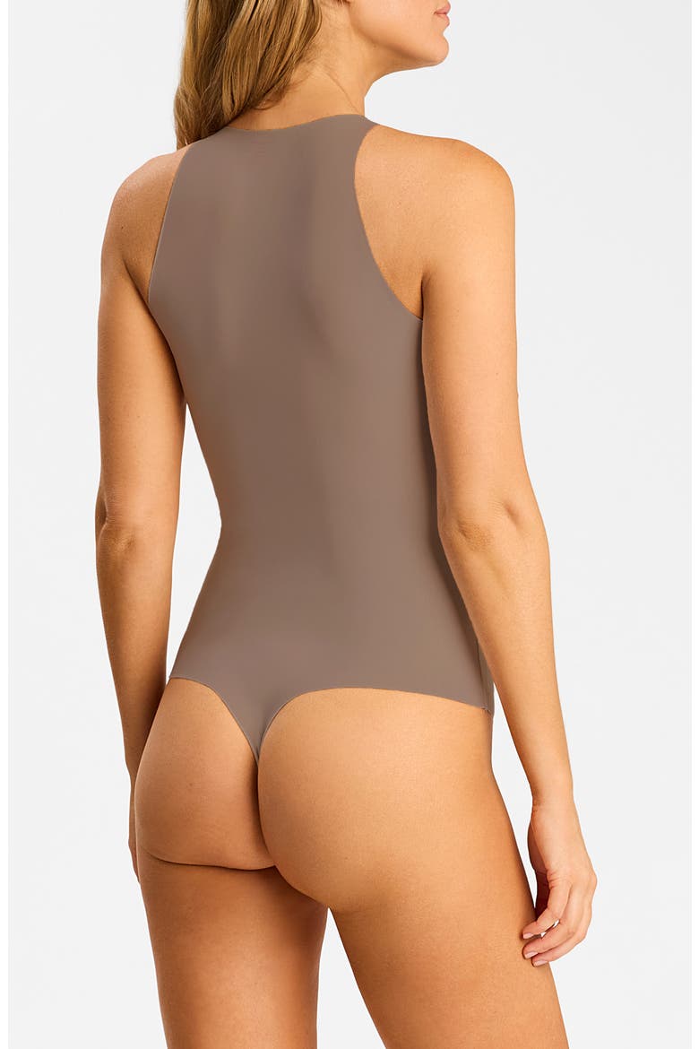 Butter Crewneck Tank Thong Bodysuit, Alternate, color, TRUFFLE