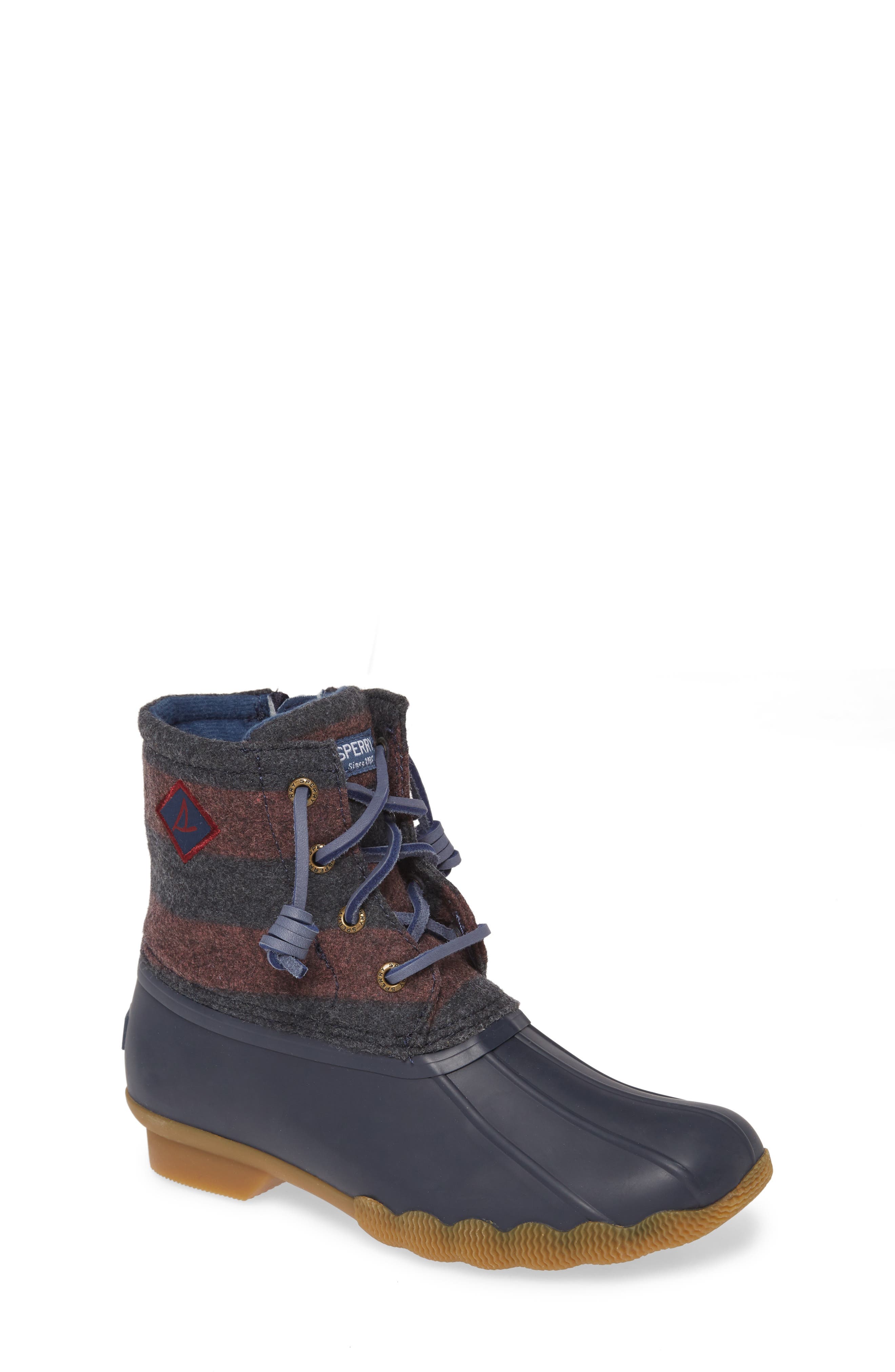 Sperry Saltwater Duck Boot, Main, color, NAVY/ MAROON