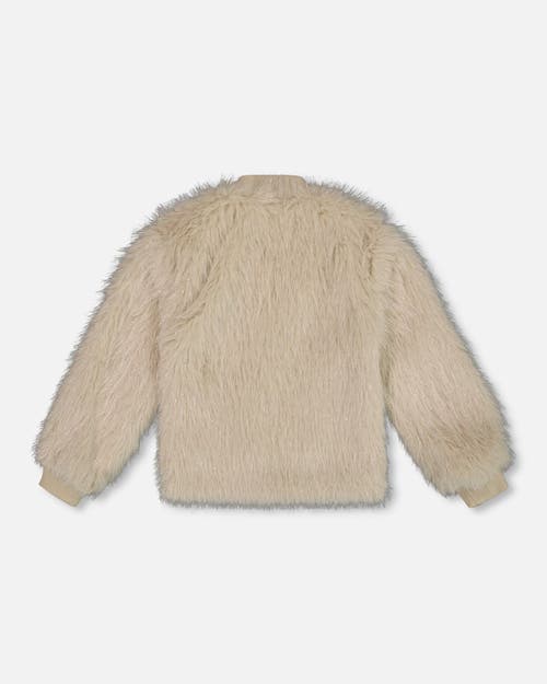 Deux Par Deux Short Faux Fur Coat In Brown