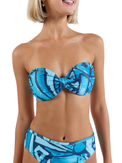 The Desert Island - Navy - Knot Bandeau Bikini Top With Removable Straps