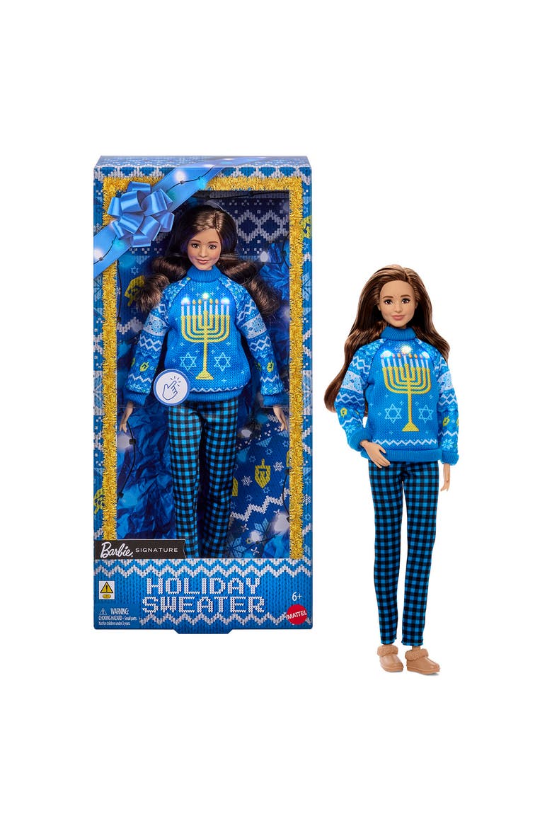 Kids' Holiday Sweater Hanukkah Doll, Alternate, color, BLUE