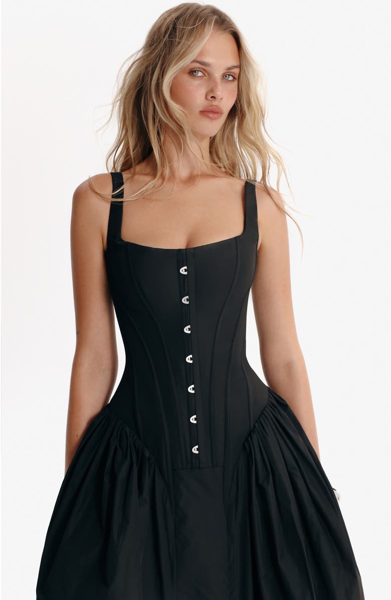 Milla Black corset midi dress, Alternate, color, Black