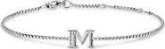 David Yurman Petite Pavé Initial Chain Bracelet in Sterling Silver with Diamonds
