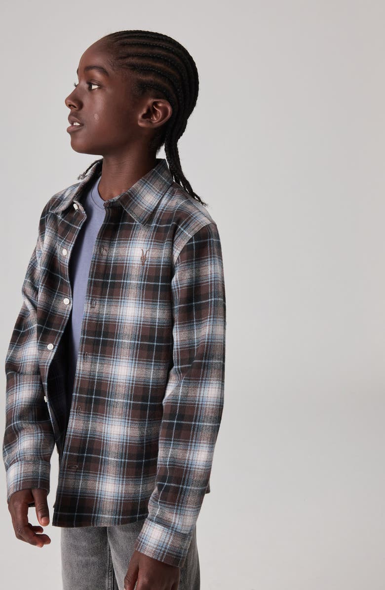 smALLSAINTS by ALLSAINTS Kids' Plaid Long Sleeve Cotton Flannel Button-Up Shirt, Alternate, color, 