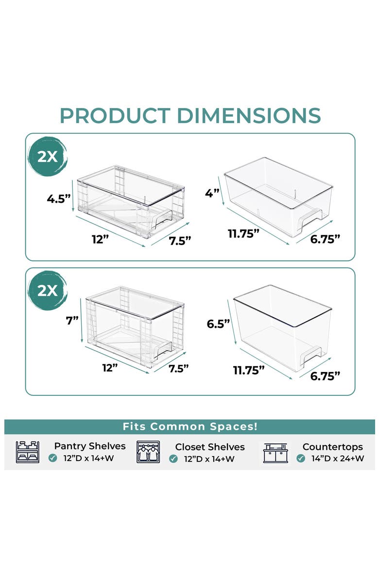 4-Piece Stackable Storage Drawers, Alternate, color, NO COLOR