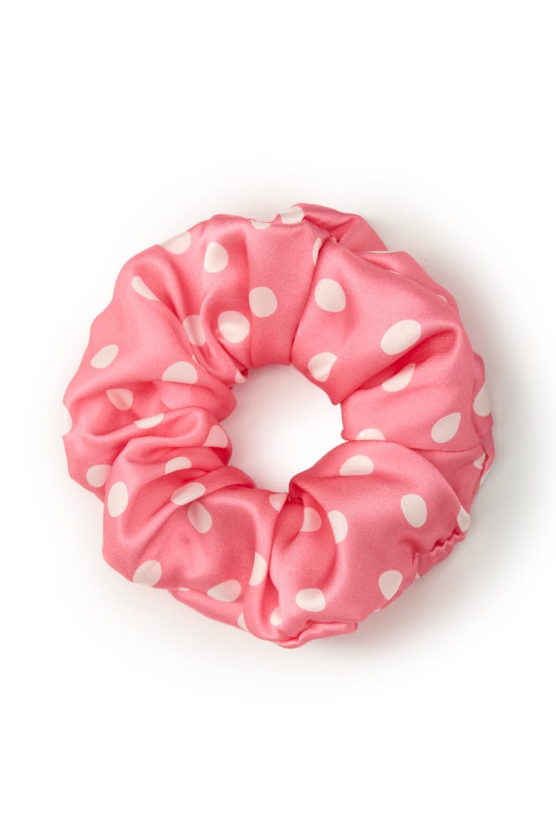 Petite Dot Silk Scrunchie, Main, color, Pink