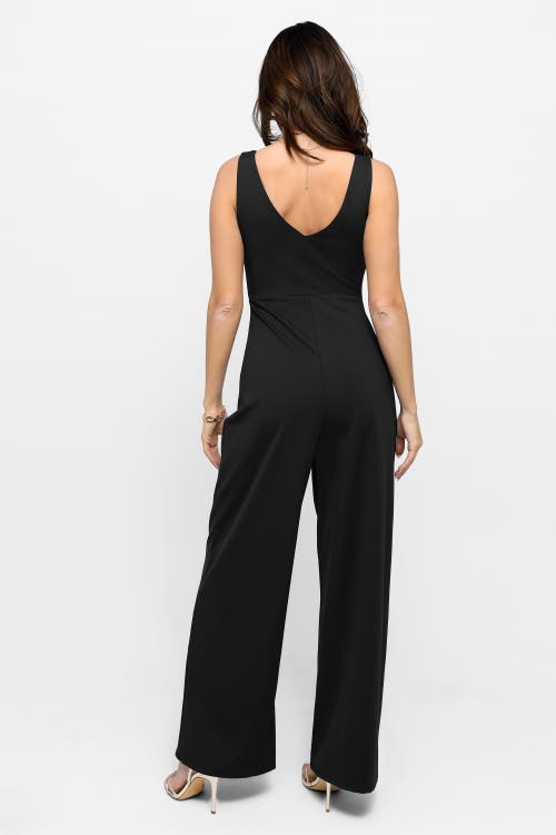 Popilush Shapewear Slimming Wide-leg Jumpsuit In Midnight Black