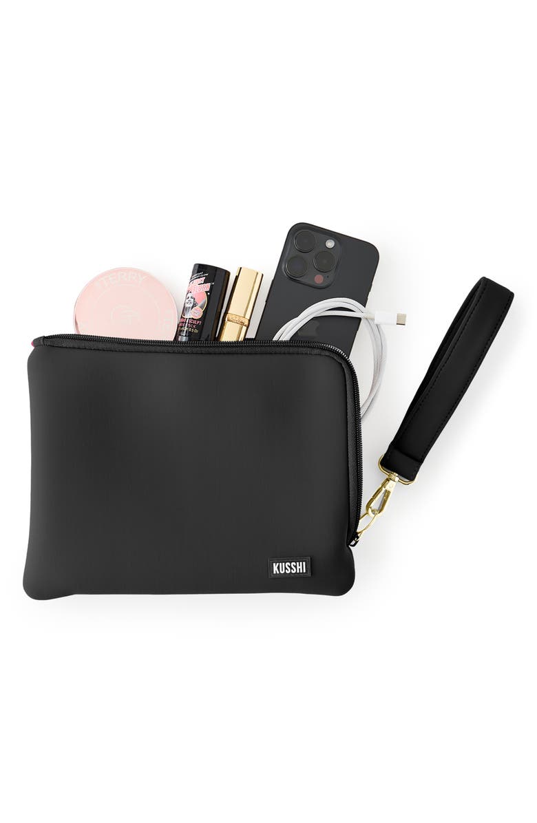 KUSSHI Neoprene Wristlet Clutch, Alternate, color, Black/ Pink