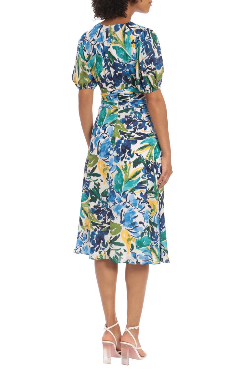 Maggy London Puff Sleeve Floral Midi Dress, Alternate, color,
