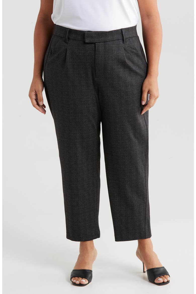 Skyrise Pleated Ankle Straight Leg Pants, Main, color, CHARCOAL MULTI