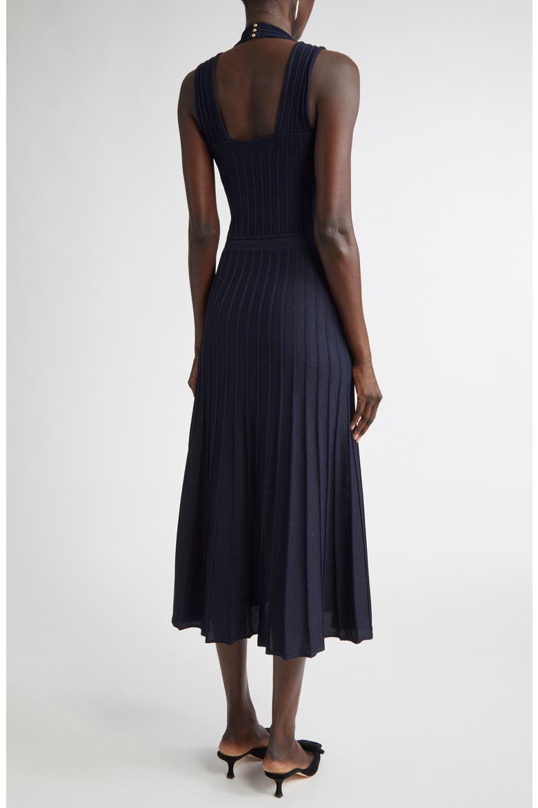 Diagonal Knit Fit & Flare Dress, Alternate, color, NAVY