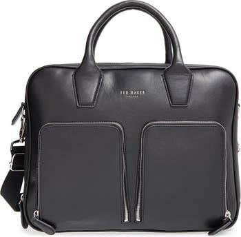 TED BAKER サイズ0 LARGE TED BAKER BLACK PATENT LEATHER LOGO ZIP TOTE SHOULDER