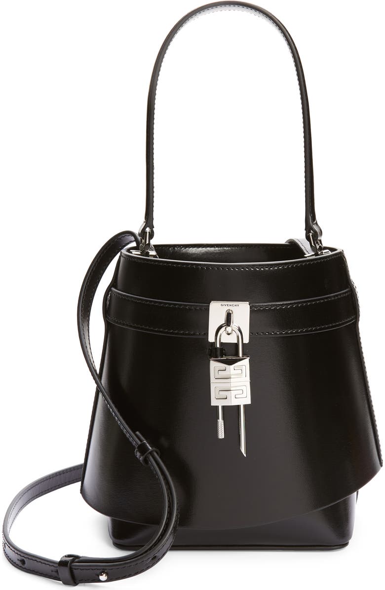 Givenchy Shark Lock Leather Bucket Bag, Main, color,