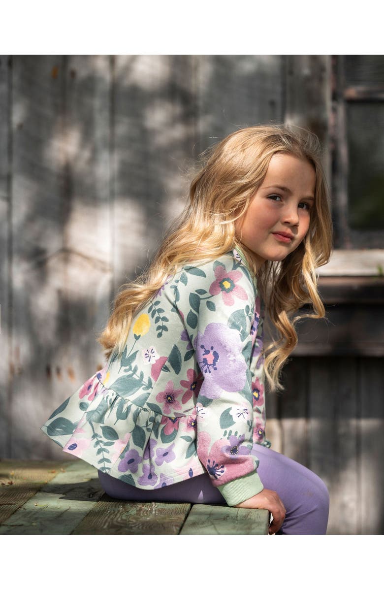 Deux par Deux Stretch Fleece Sweatshirt, Main, color, Sage Floral