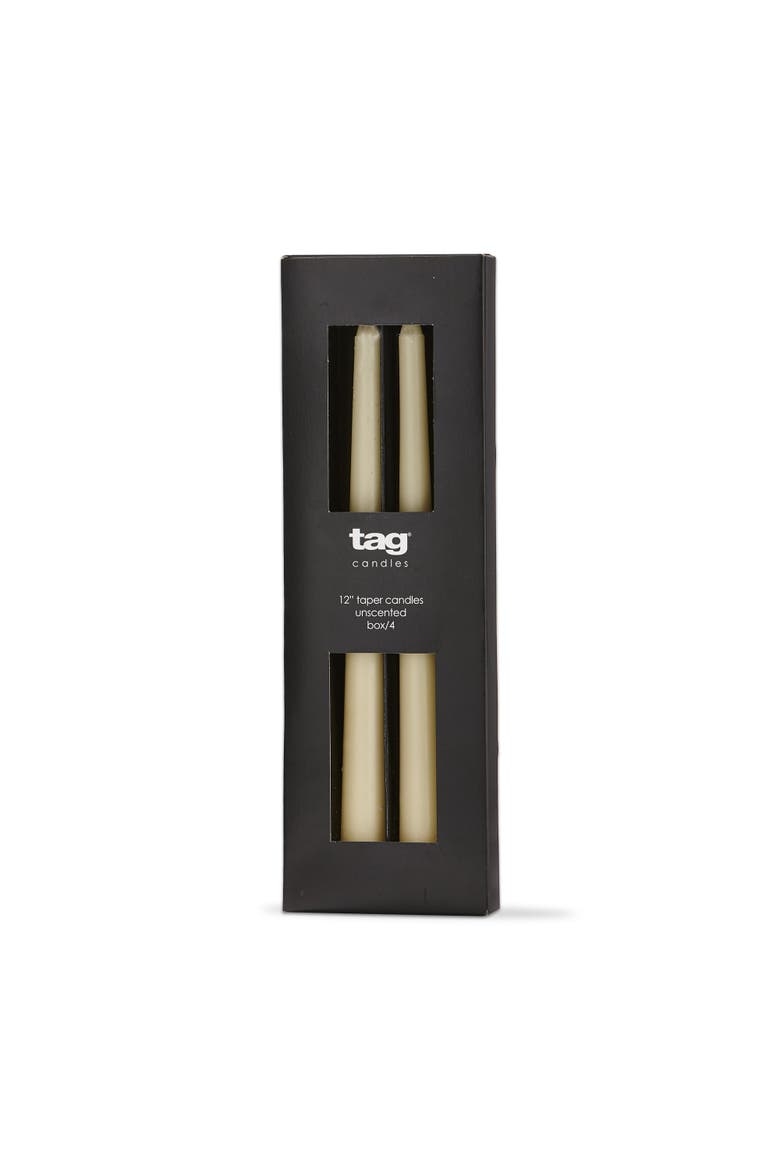 Color Studio Traditional Taper Unscented Candle Set of 4, Main, color, Beige