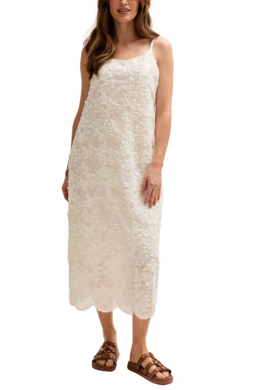 Lily And Lionel Lotus Ribbon Work Scallop Hem Top In White