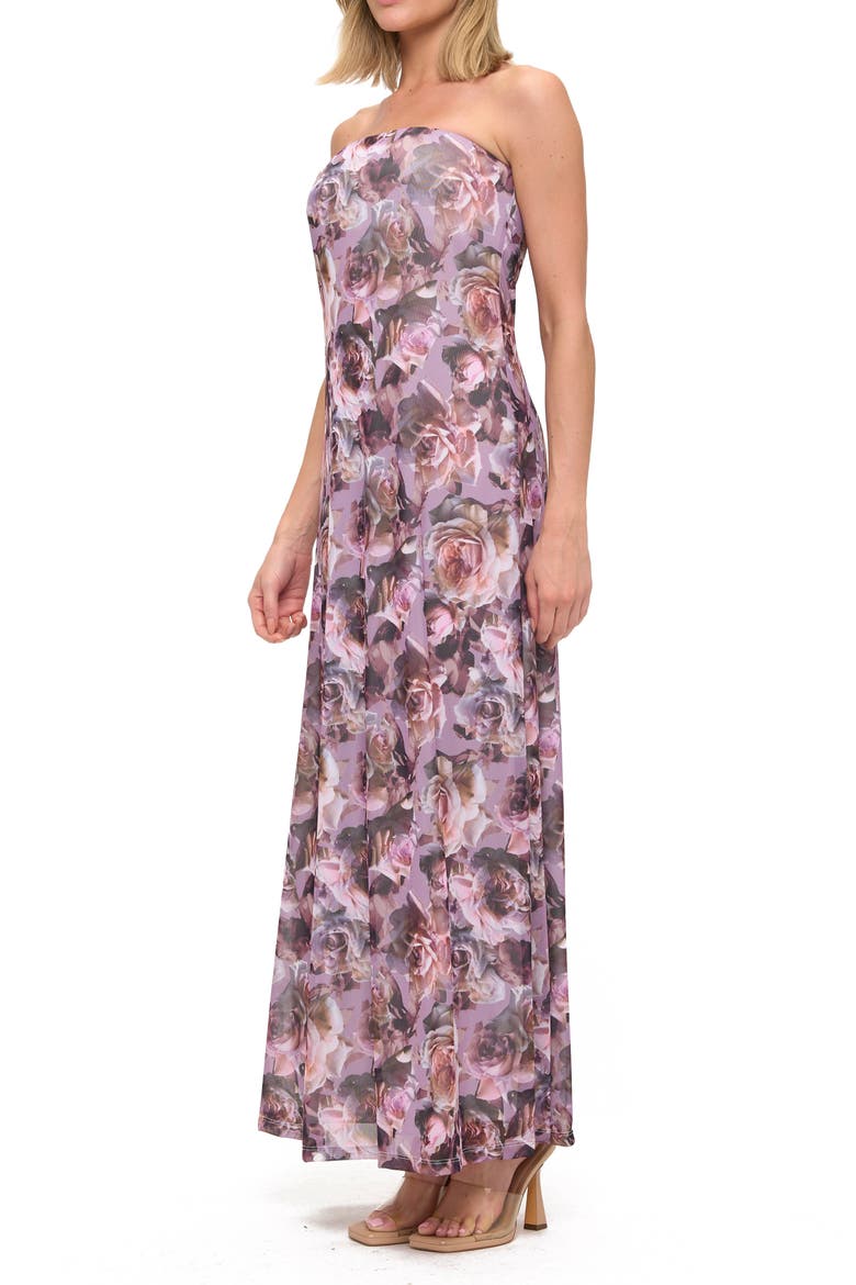Printed Strapless Maxi Dress, Alternate, color, PINK MULTI