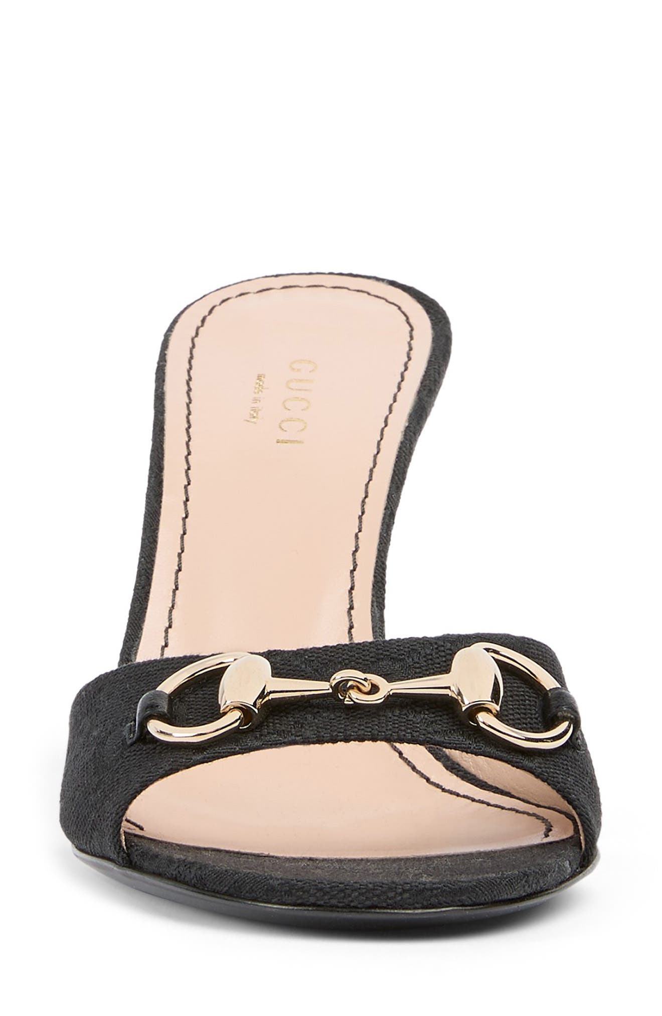 Gucci Erin Horsebit Slide Sandal, Alternate, color, Black