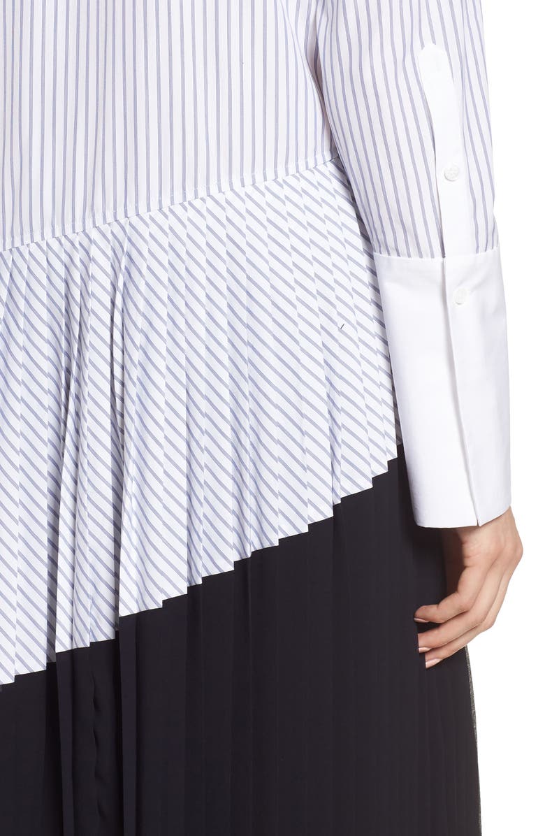 Lewit Asymmetrical Pleated Shirtdress, Alternate, color, 