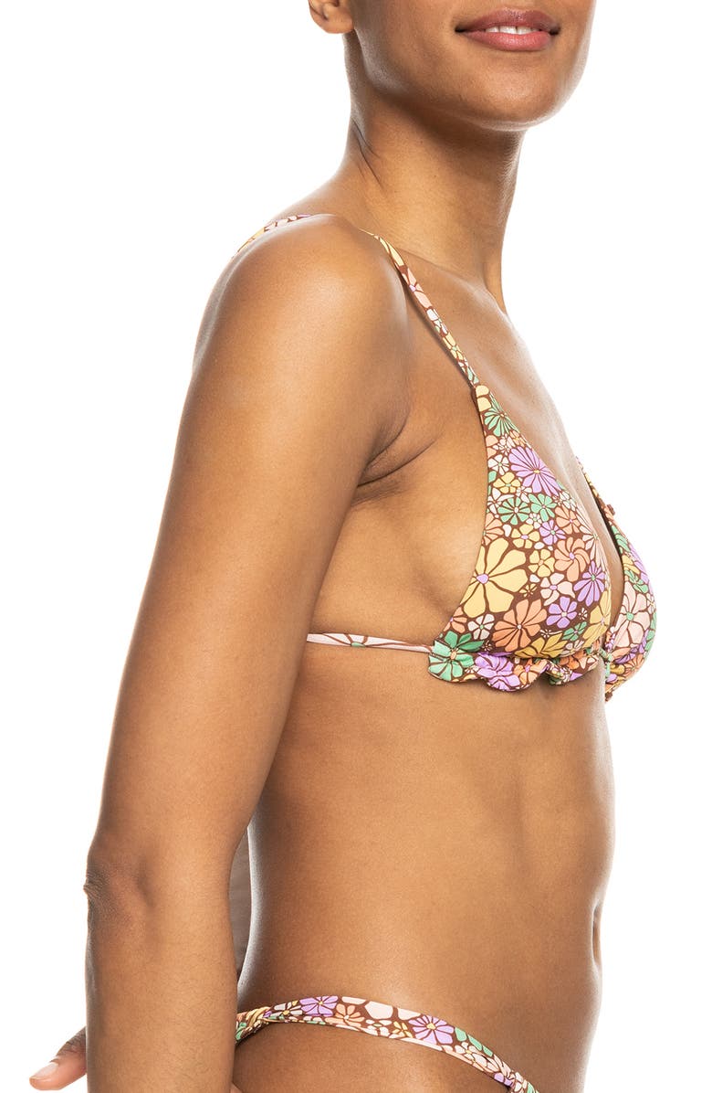 Roxy All About Sol Floral Ruffle Bikini Top, Alternate, color, 