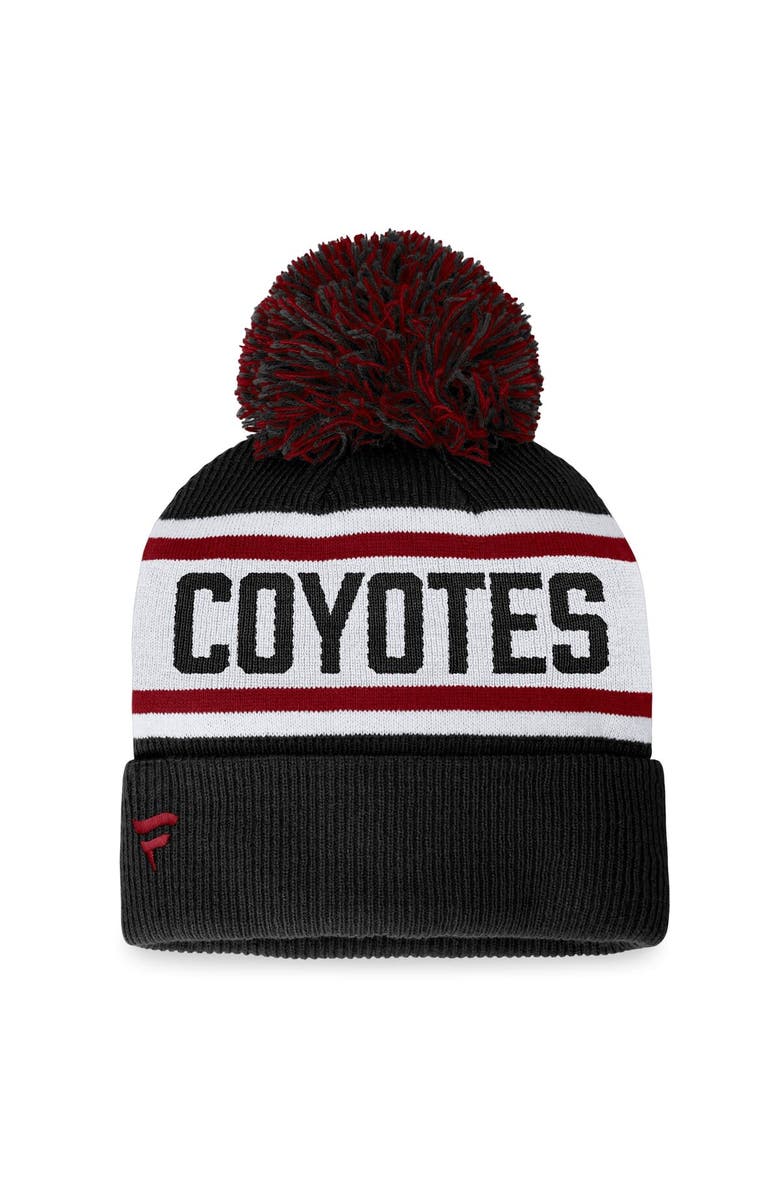 FANATICS Women's Fanatics Branded Black Arizona Coyotes Fundamental Cuffed Knit Hat with Pom, Alternate, color, 